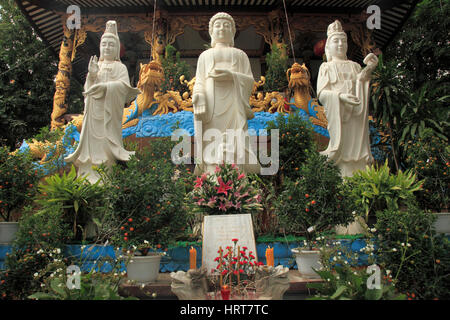 Laos, Vientiane, Cinese Tempio buddista, statue, Foto Stock