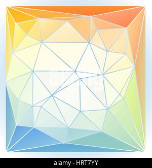 Arancio brillante blu verde primavera umore basso poli dello sfondo. Abstract illustrazione vettoriale. Lowpolygonal ambiente layout pastello. Illustrazione Vettoriale