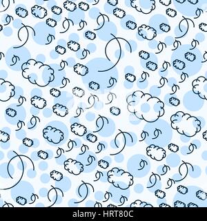 Abstract nuvole sky seamless pattern. Illustrazione Vettoriale. Curly cartoon forme di ripetizione. Illustrazione Vettoriale