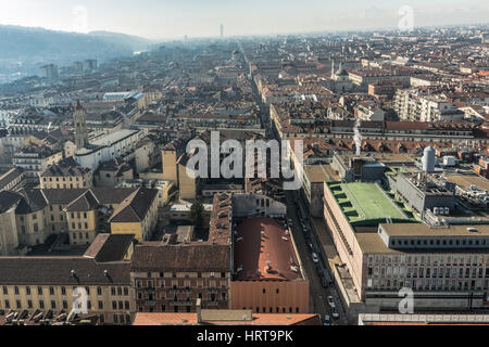 Vista del centro storico di Torino dalla Mole Antonelliana, Italia Foto Stock