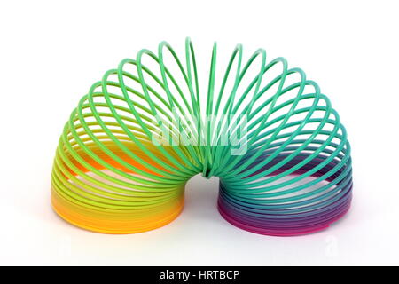 Molla Slinky toy isolato su bianco. Rainbow giocattolo a molla Foto stock -  Alamy