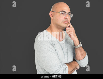 Uomo maturo tristi pensieri profondi Concept Foto Stock
