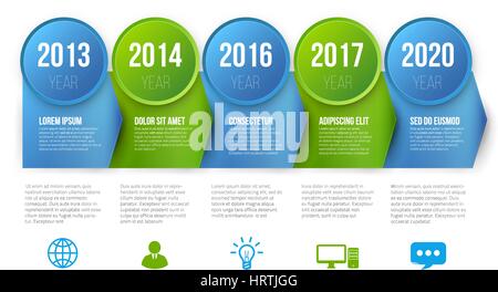 Timeline Infographics template vettoriale 5 passi Illustrazione Vettoriale