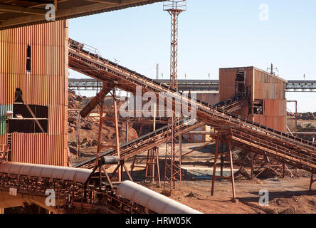 Industria pesante miniere a cielo aperto di Minas De Riotinto area mineraria, provincia di Huelva, Spagna Foto Stock