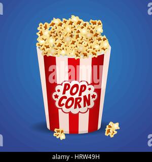 Il Popcorn in un rosso striato casella della benna. Illustrazione Vettoriale