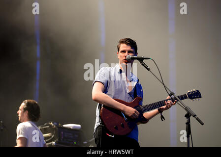 BENICASSIM, Spagna - Lug 17: Jamie T (banda) in concerto a FIB Festival il 17 luglio 2015 a Benicassim, Spagna. Foto Stock