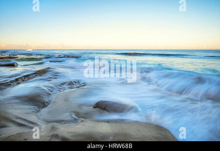 Ospedale Reef a La Jolla, California al mattino. Una lunga esposizione seascape immagine. Foto Stock