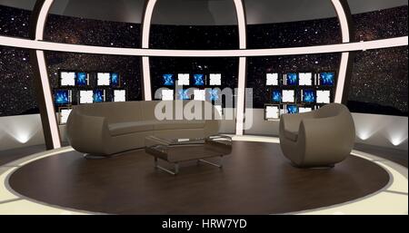 Virtuale Chat Tv Set 20 Set virtuali che sono richiesti per tutti i moderni show per i canali TV. Questo studio virtuale impostare lo sfondo è ideale per un utilizzo in un ch Foto Stock