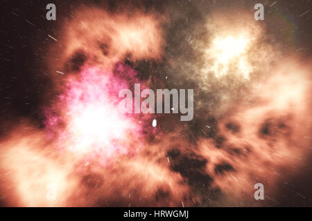 Universo pieno di stelle, nebulosa e Galaxy, polvere di spazio nell'universo, bello sfondo con stelle. Il rendering 3D Foto Stock