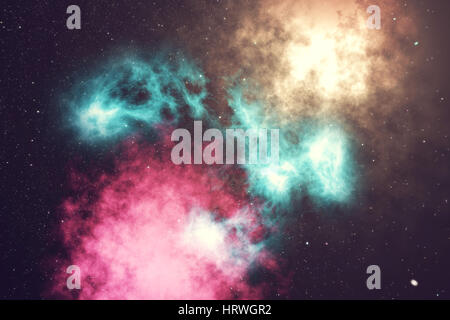 Lo spazio esterno è riempita con un numero infinito di stelle, galassie, nebulose. Bellissimo sfondo colorato, rendering 3D Foto Stock
