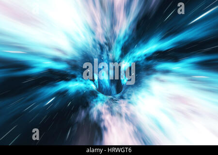 Cosmic wormhole, spazio concetto di viaggio, a forma di imbuto tunnel che può collegare un universo con un altro, rendering 3D Foto Stock
