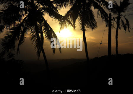 Tramonto, a Charalkunnu, Kerala, India (Foto Copyright © di Saji Maramon) Foto Stock