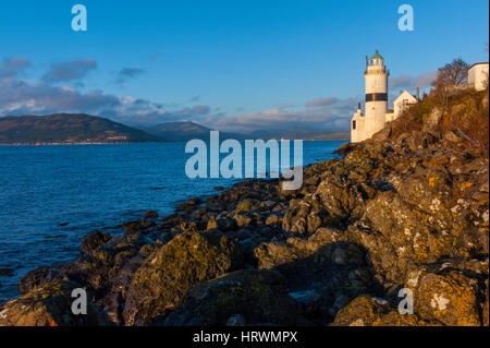 La Cloch faro sul Clyde coast tra Gourock e Wemyes Bay. Foto Stock