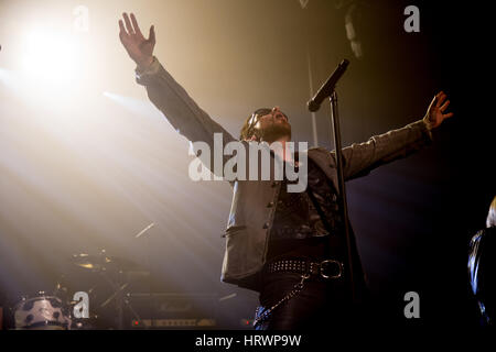 Wrexham, Regno Unito. Il 4 aprile, 2017. Ricky Warwick di Black Star piloti eseguire a William Aston Hall, Wrexham, Regno Unito. Ceridwen credito Hughes/Alamy Live News Foto Stock