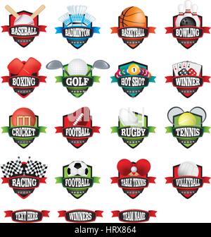 Vettore raccolta di clip-art di modificabile sports team badges Illustrazione Vettoriale