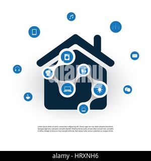 Internet delle cose, casa digitale e reti di concetto di design con icone Illustrazione Vettoriale