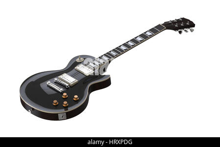 Chitarra elettrica isolata su sfondo bianco del rendering 3D Foto Stock