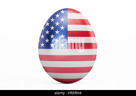 Uovo di Pasqua con la bandiera degli Stati Uniti d'America, 3D rendering isolati su sfondo bianco Foto Stock