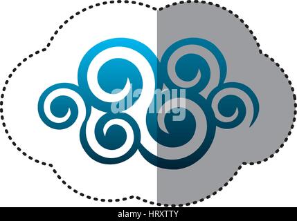 Adesivo Blu ombreggiatura cloud spirali e volute forma Illustrazione Vettoriale