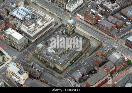 Vista aerea di Leeds Town Hall, West Yorkshire, Regno Unito Foto Stock