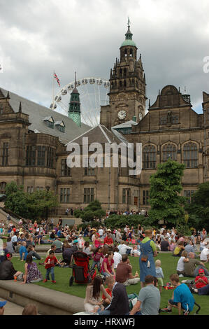 Town Hall Peace Gardens, Sheffield South Yorkshire, Inghilterra, Europa Foto Stock