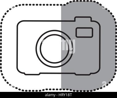 Monocromatico adesivo di contorno della telecamera analogica Illustrazione Vettoriale