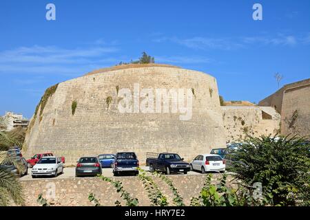 Vista del bastione di Betlemme che è parte della città di muro di difesa, Heraklion, Creta, Grecia, l'Europa. Foto Stock