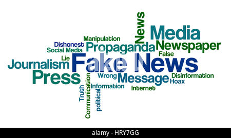 Word Cloud su uno sfondo bianco - Fake News Foto Stock