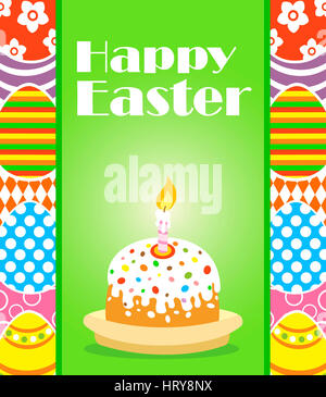 Felice Pasqua scheda sfondo con torta Foto Stock