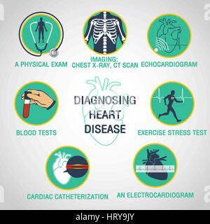 La diagnosi di malattia di cuore vettore icona logo infografico design Illustrazione Vettoriale