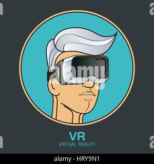 Occhiali VR per smartphone illustrazione vettoriale. La realtà virtuale cuffia icona logo Illustrazione Vettoriale