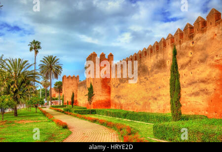 Almohade parete della città di Rabat, Marocco Foto Stock