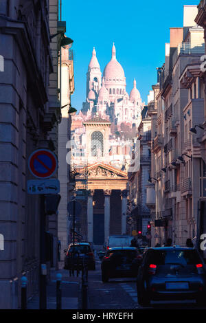 Basilica del Sacro Cuore al mattino, Parigi, Francia Foto Stock