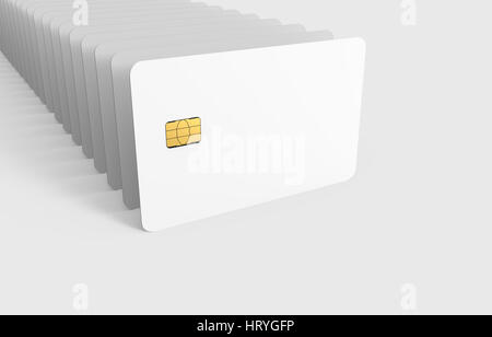 Innumerevoli vuoto bianco chip card, modelli 3D rendering Foto Stock