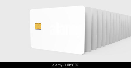 Innumerevoli vuoto bianco chip card, modelli 3D rendering Foto Stock