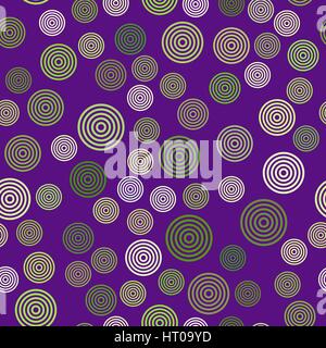 Vector pattern senza giunture - verde cerchi concentrici su sfondo viola Illustrazione Vettoriale