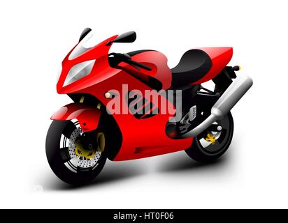 Rosso sport motociclo isolato su bianco illustrazione vettoriale Illustrazione Vettoriale