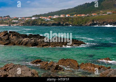 Vista panoramica, Meiras, Valdoviño, La Coruña provincia, regione della Galizia, Spagna, Europa Foto Stock