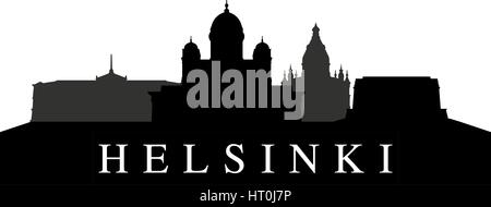 Lo skyline di helsinki illustrato su sfondo bianco in vettore Illustrazione Vettoriale