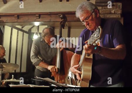 Jim Mullen, Scottish chitarrista jazz, la Woodman, Ide Hill, Kent, 2012. Artista: Brian O Connor. Foto Stock