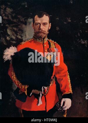 "H.I.M. L'imperatore Nicola II. Il colonnello in capo del Royal Scots Grays', 1902. Artista: Valentin Serov. Foto Stock