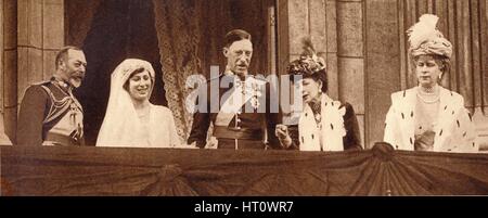 Il matrimonio della Principessa Maria e il visconte Lascelles, 28 febbraio 1922 (1935). Artista: sconosciuto. Foto Stock