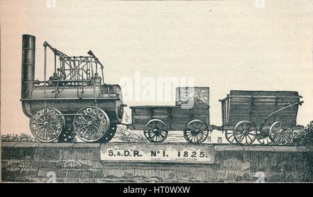 La locomozione n. 1, costruita per Stockton & Darlington Railway, 1825 (1906). Artista: sconosciuto. Foto Stock