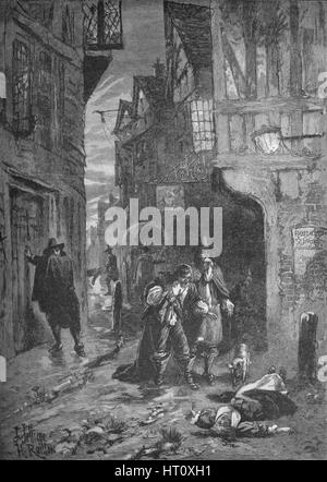 Il grande flagello: le scene nelle strade di Londra, 1665-1666 (1905). Artista: sconosciuto. Foto Stock