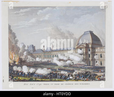 La storming il palazzo delle Tuileries il 10 agosto 1792, c. 1800. Artista: Berthault, Pierre Gabriel (1748-1819) Foto Stock