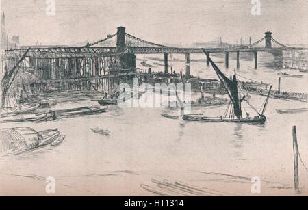 Il vecchio ponte a Hungerford, 1861, (1903). Artista: James Abbott McNeill Whistler Foto Stock