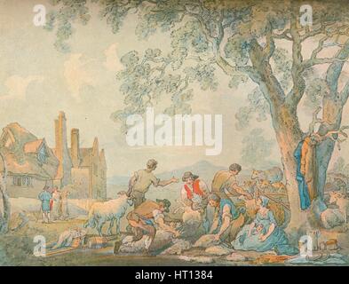 Sheep-Shearing, c1776-1827, (1906). Artista: Thomas Rowlandson Foto Stock