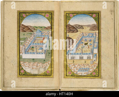 Al-Masjid al-Nabawi e Masjid al-Haram, 1783. Artista: Halimi, Mustafa (attivo 1770-1800) Foto Stock