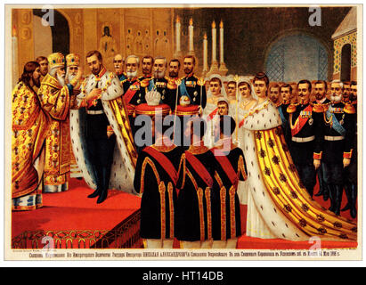 La cerimonia di incoronazione di Nicola II. L Unzione, 1896. Artista: Anonimo Foto Stock