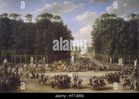 La processione del Matrimonio di Napoleone I e Maria Luisa attraversando il Jardin des Tuileries il 2 Apri Artista: Garnier, Étienne-Barthélémy (1759-1849 Foto Stock